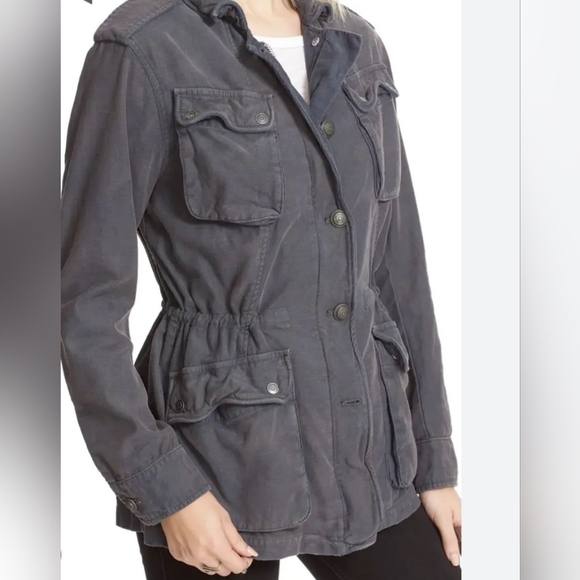 Free People Surplus Military Casual Jacket Army Cargo Distressed Wash Grey (S) - Picture 2 of 4